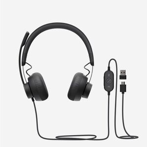 NWT Black Logitech Wired Headset with Mouthpiece